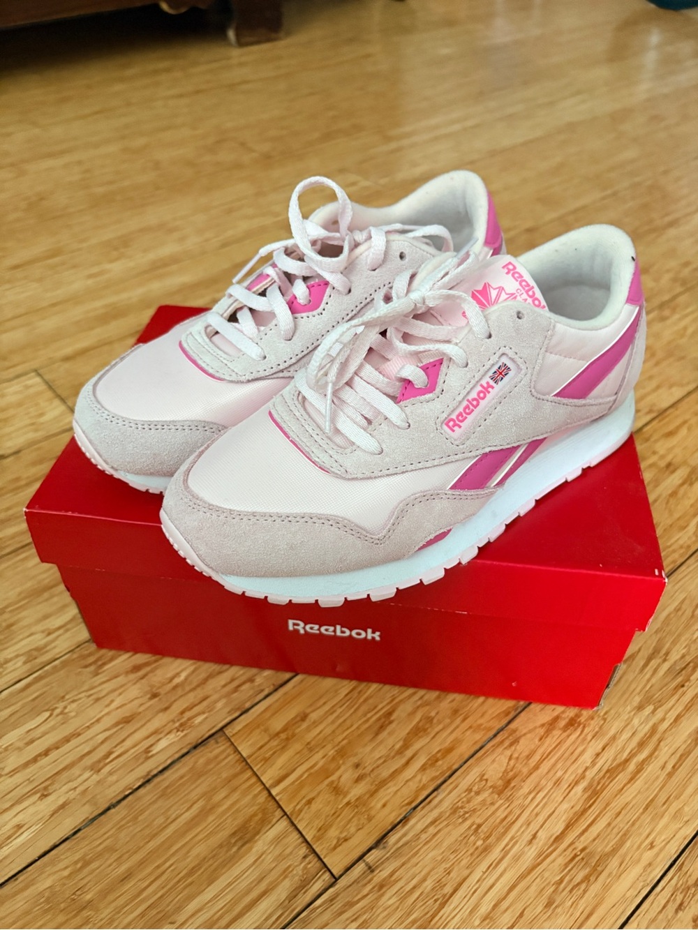 Reebok Kids Light Pink and Hot Pink Classic Runner Sneakers